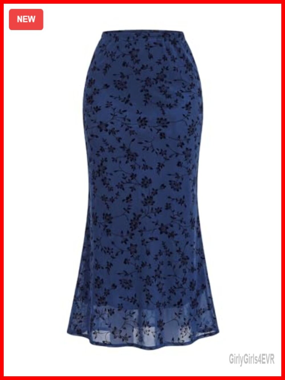 Womens Floral Boho Mesh Maxi Skirt High Waisted Elastic Long